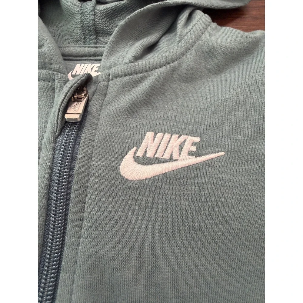 Nike Baby Mineral Slate Green Hooded Full Zip Coverall Romper 18M 66F814-G3S